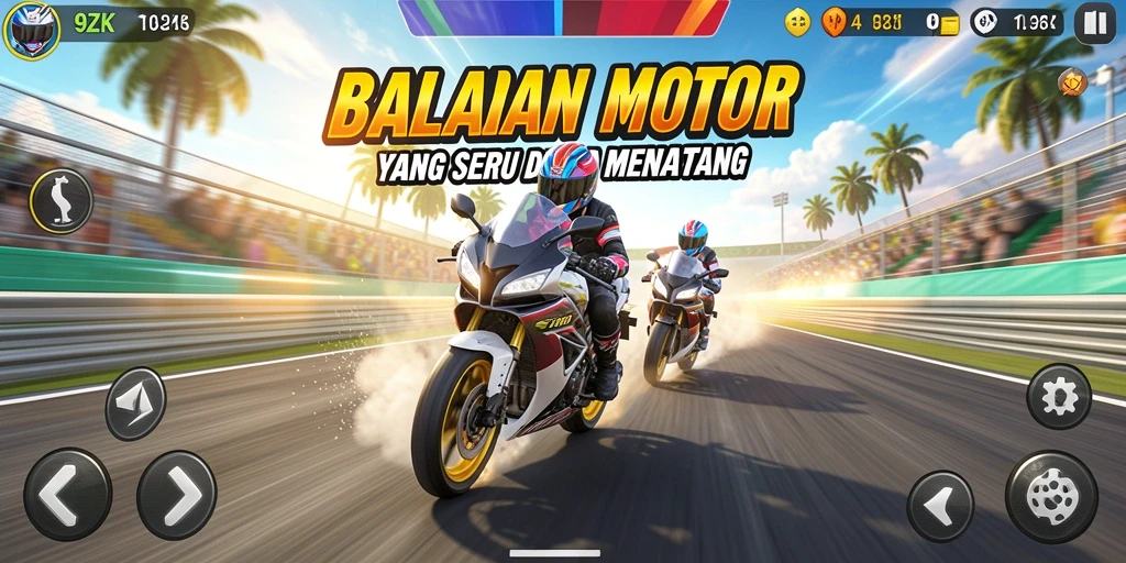 Gameplay seru balapan motor di 9ZK dengan grafis menawan.