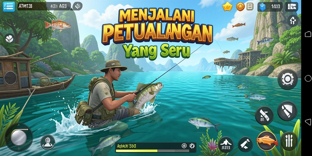 Tangkapan utama dalam gameplay memancing ATM138 yang penuh warna.