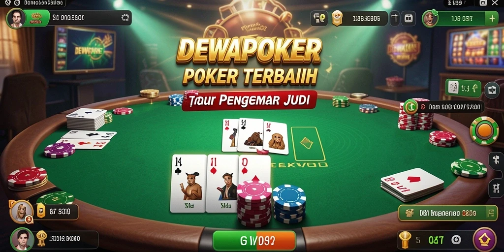 Screenshot DEWAPOKER menampilkan suasana meja poker yang penuh semangat.