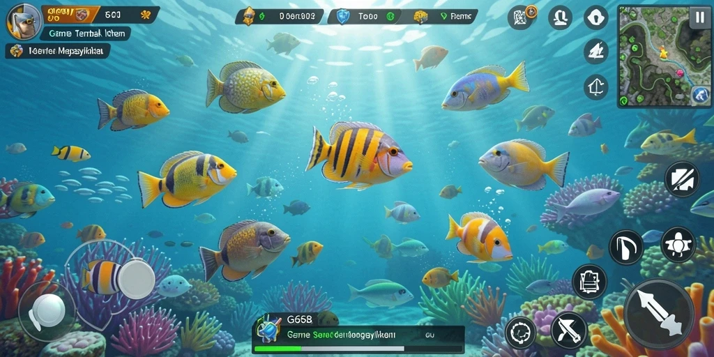 Tampilan gameplay G668 saat menangkap ikan dengan strategi yang tepat.
