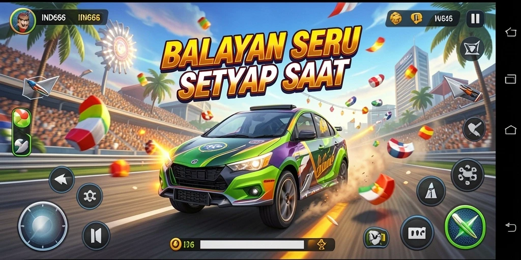 Screenshot IND666 menunjukkan aksi balapan yang mendebarkan dan grafis menawan.