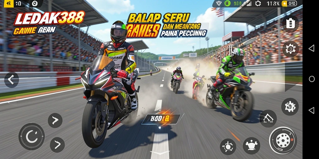 Screenshot LEDAK388 menampilkan momen mendebarkan dalam balapan yang seru.
