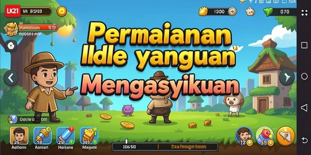 Tampilan gameplay LK21 dengan karakter yang aktif mengumpulkan sumber daya.