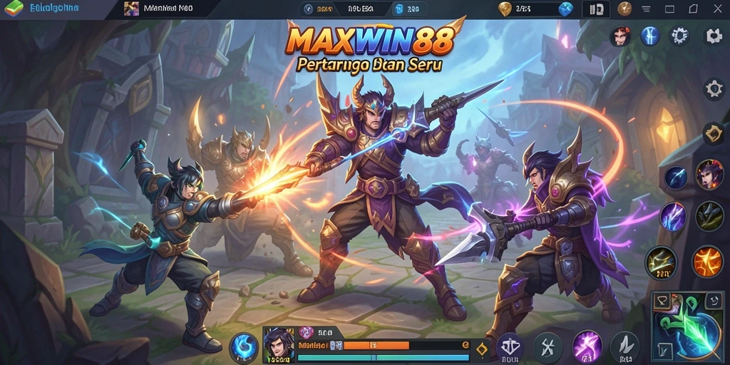 Tampilan gameplay seru dalam MAXWIN88 dengan aksi MOBA yang intens.