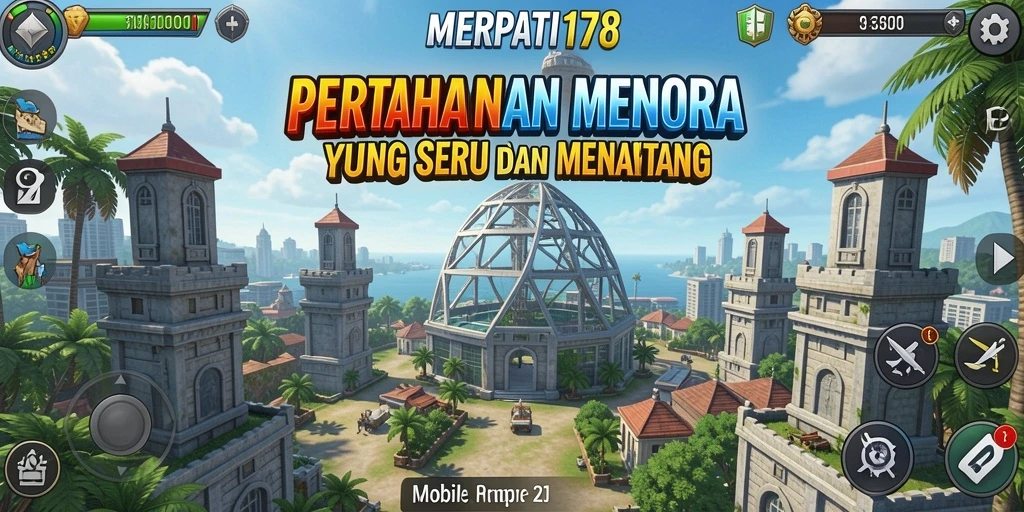 Tampilan gameplay seru dari MERPATI178 dalam pertahanan menara.
