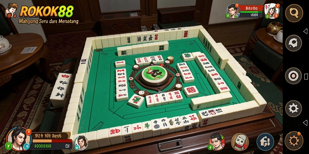 Tampilan gameplay menantang di ROKOK88 dengan strategi Mahjong.