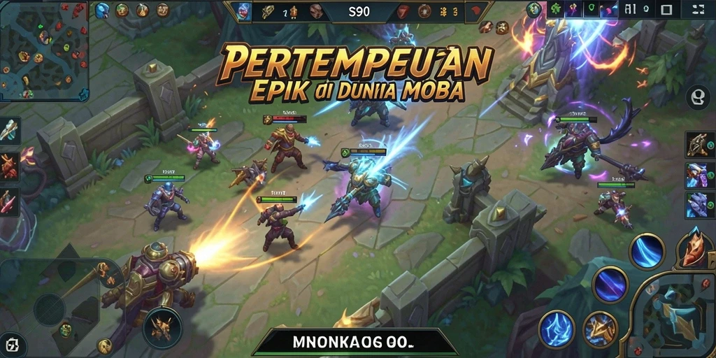 Screenshot S80 menampilkan aksi intens dalam pertempuran tim MOBA.