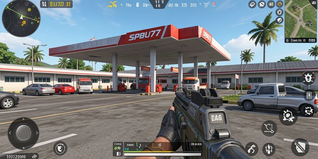 Tampilan gameplay SPBU77 yang menegangkan dan penuh aksi.